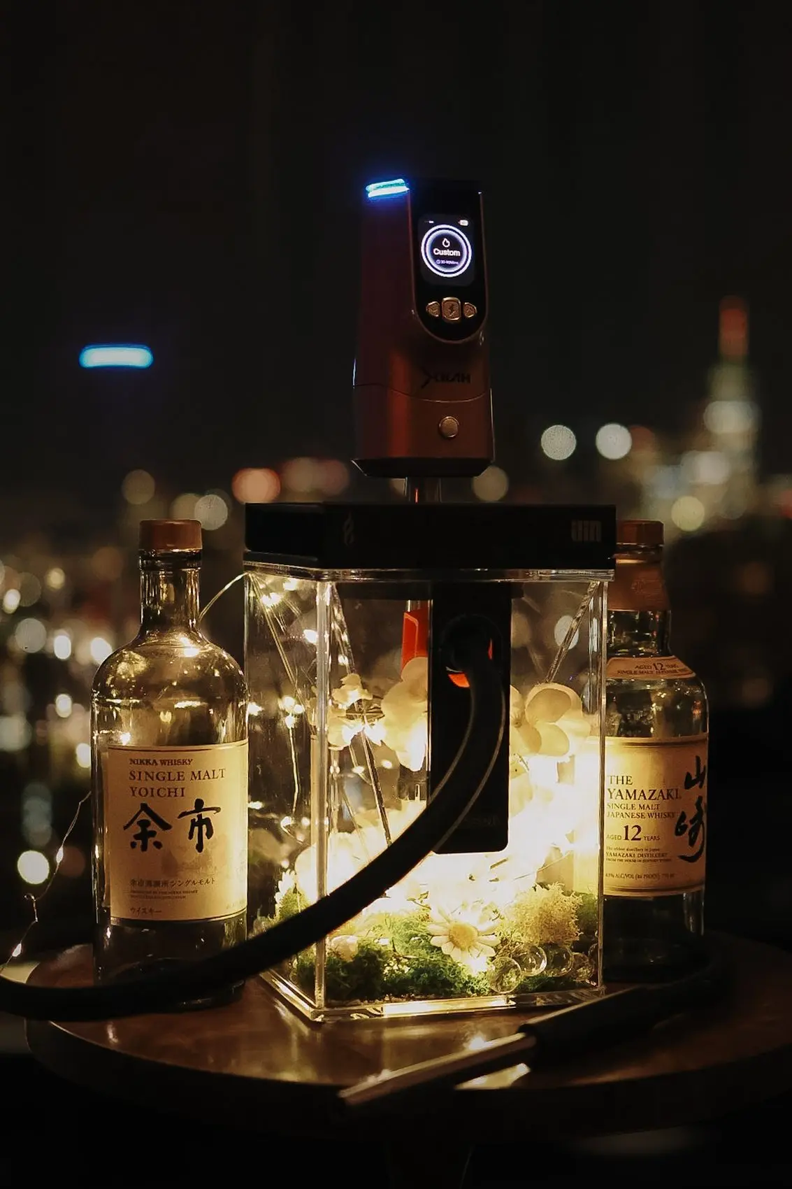 Coal-free electronic DYM Reserve hookah service overlooking the city